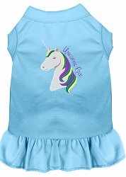 Unicorns Rock Embroidered Dog Dress Baby Blue 4X (22)