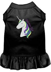 Unicorns Rock Embroidered Dog Dress Black 4X (22)