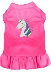 Unicorns Rock Embroidered Dog Dress Bright Pink 4X (22)