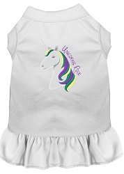 Unicorns Rock Embroidered Dog Dress White 4X (22)
