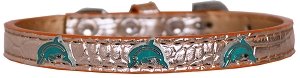 Dolphin Widget Croc Dog Collar Copper Size 10