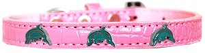Dolphin Widget Croc Dog Collar Light Pink Size 10