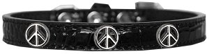 Peace Sign Widget Croc Dog Collar Black Size 10