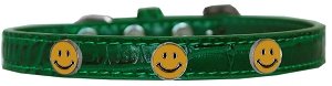 Happy Face Widget Croc Dog Collar Emerald Green Size 10