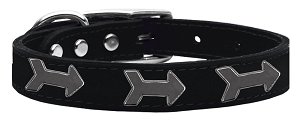 Arrow Widget Genuine Leather Dog Collar Black 10