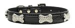 Faux Croc Crystal Bone Collars Black Extra Small