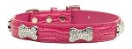 Faux Croc Crystal Bone Collars Pink Extra Small