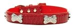 Faux Croc Crystal Bone Collars Red Extra Small