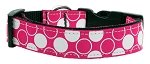 Diagonal Dots Nylon Collar  Bright Pink Large