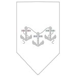 Anchors Rhinestone Bandana White Large