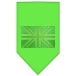 British Flag Rhinestone Bandana Lime Green Large