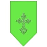 Cross Rhinestone Bandana Lime Green Large