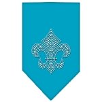 Fleur De Lis Rhinestone Bandana Turquoise Large