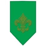 Fleur De Lis Gold Rhinestone Bandana Emerald Green Large