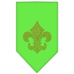 Fleur De Lis Gold Rhinestone Bandana Lime Green Large