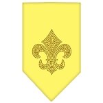 Fleur De Lis Gold Rhinestone Bandana Yellow Large