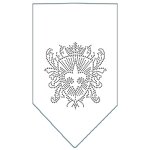 Fleur De Lis Shield Rhinestone Bandana White Large