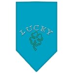 Four Leaf Clover Rhinestone Bandana Turquoise Large