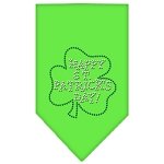 Happy St. Patricks Day Rhinestone Bandana Lime Green Large