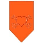 Heart Crossbone Rhinestone Bandana Orange Large