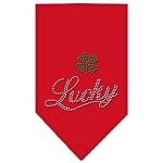Lucky Script Rhinestone Bandana Red Large
