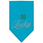 Lucky Script Rhinestone Bandana Turquoise Large