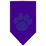 Paw Blue Rhinestone Bandana Purple Large