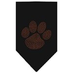 Paw Orange Rhinestone Bandana Black Large