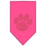 Paw Orange Rhinestone Bandana Bright Pink Large