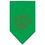 Paw Orange Rhinestone Bandana Emerald Green Large
