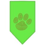 Paw Orange Rhinestone Bandana Lime Green Large