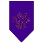 Paw Orange Rhinestone Bandana Purple Large