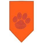Paw Purple Rhinestone Bandana Orange Large