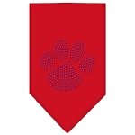 Paw Purple Rhinestone Bandana Red Large