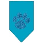 Paw Purple Rhinestone Bandana Turquoise Large