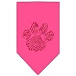 Paw Red Rhinestone Bandana Bright Pink Large