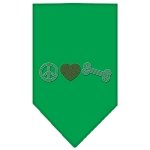 Peace Love Bone Rhinestone Bandana Emerald Green Large