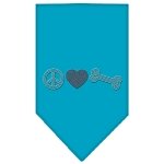 Peace Love Bone Rhinestone Bandana Turquoise Large