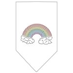 Rainbow Rhinestone Bandana White Large