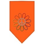 Rainbow Peace Flower Rhinestone Bandana Orange Large