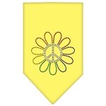 Rainbow Peace Flower Rhinestone Bandana Yellow Large