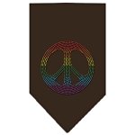 Rainbow Peace Sign Rhinestone Bandana Cocoa Large