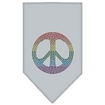 Rainbow Peace Sign Rhinestone Bandana Grey Large