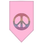 Rainbow Peace Sign Rhinestone Bandana Light Pink Large
