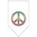 Rasta Peace Rhinestone Bandana White Large