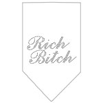 Rich Bitch Rhinestone Bandana White Large