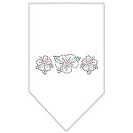 Tropical Flower Rhinestone Bandana White Large