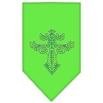 Warriors Cross Rhinestone Bandana Lime Green Large