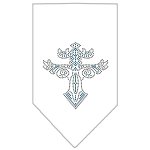 Warriors Cross Rhinestone Bandana White Large