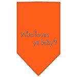 Who Loves Ya Baby Rhinestone Bandana Orange Large